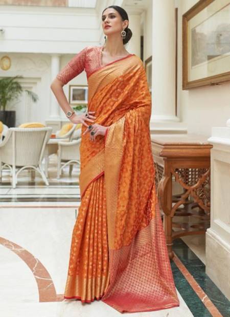 Orange Colour RAJTEX KOSHIYA SILK Traditional Wedding Wear Patola Silk Heavy Saree Collection 250004